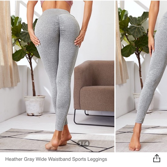 Heather Grey Wide Waistband Sports Leggings - Picture 1 of 3